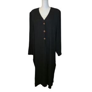 Dana Kay VTG Tunic Duster Women Size 18 Black Career Preppy Classic
